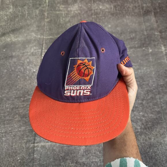 Men's Vintage 90's AJD Phoenix Suns Purple Orange Plain Logo Snapback Hat Cap - Picture 1 of 6